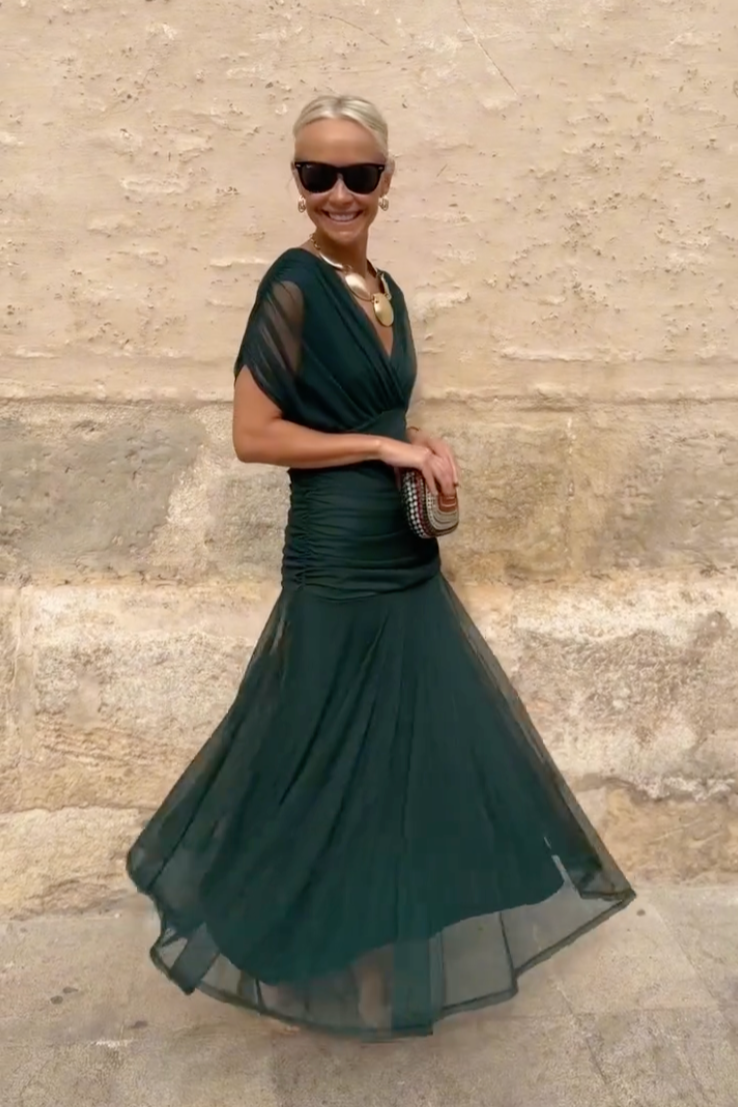 Valentina | Elegant Maxi Party Dress with V-Neck