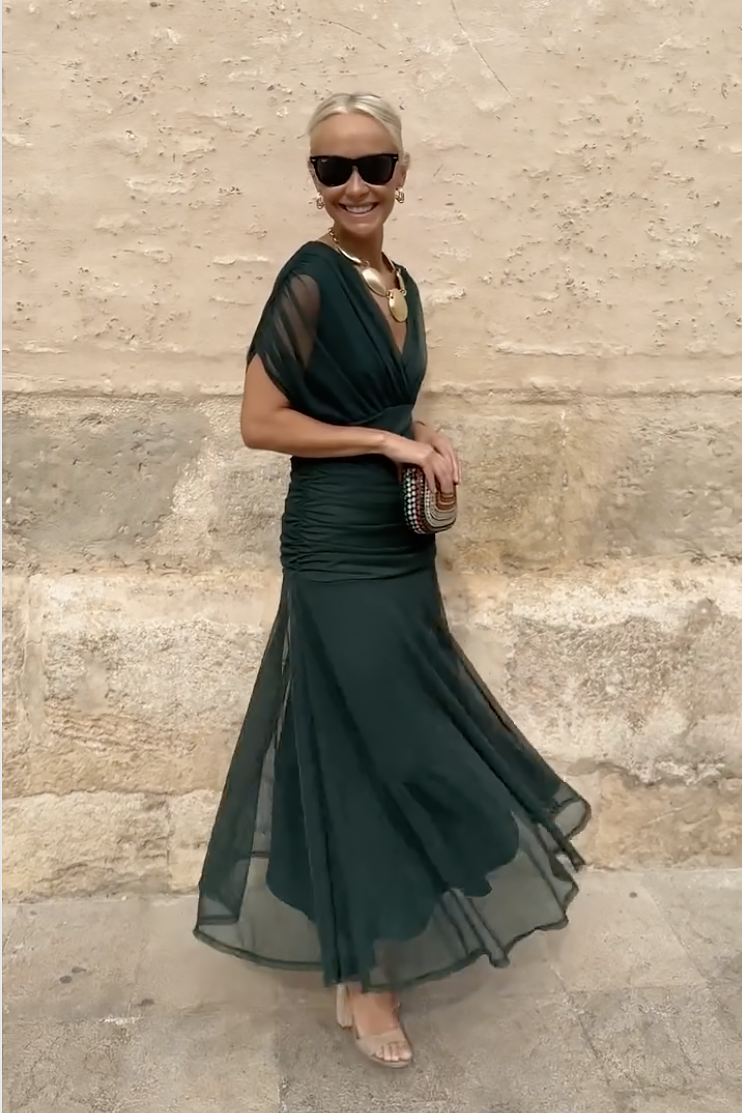 Valentina | Elegant Maxi Party Dress with V-Neck