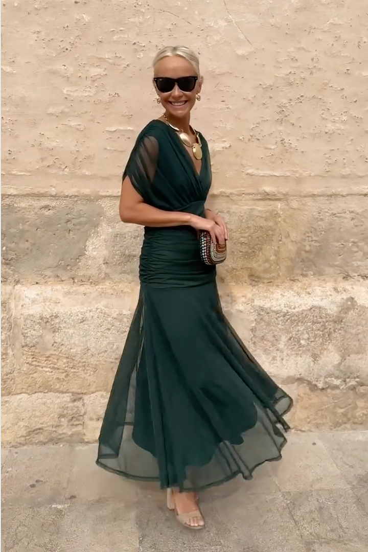 Valentina | Elegant Maxi Party Dress with V-Neck