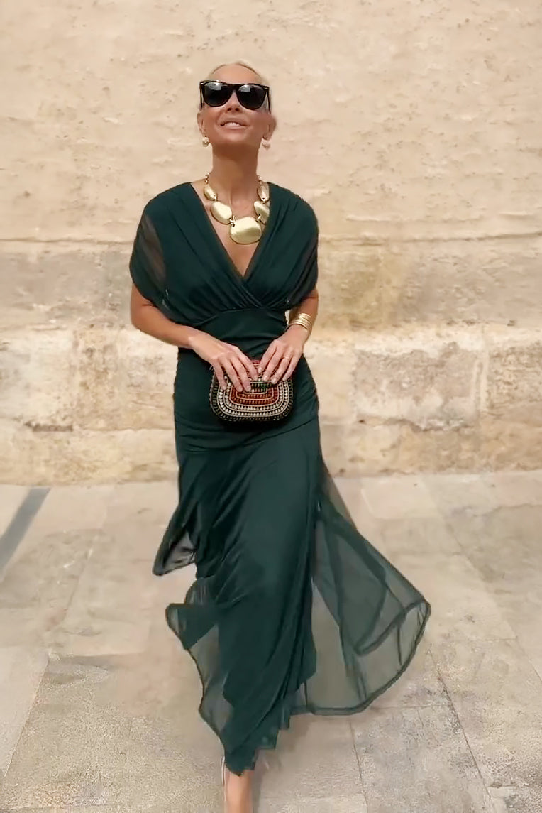 Valentina | Elegant Maxi Party Dress with V-Neck